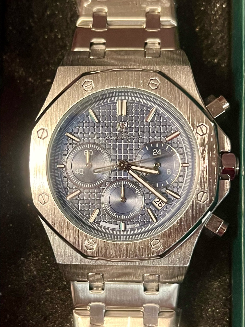 Stainless Steel Men's Chronograph Watch - Blue Dial